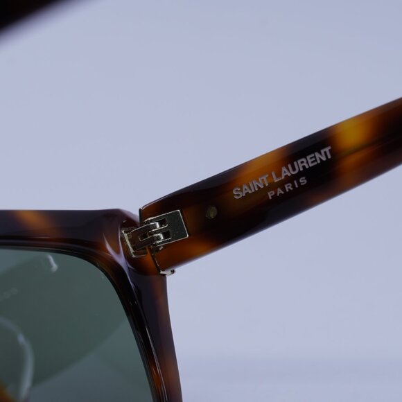 Saint Laurent SL M131/F 003 Sunglasses Havana Square Frame, Green Lenses - Picture 7 of 11